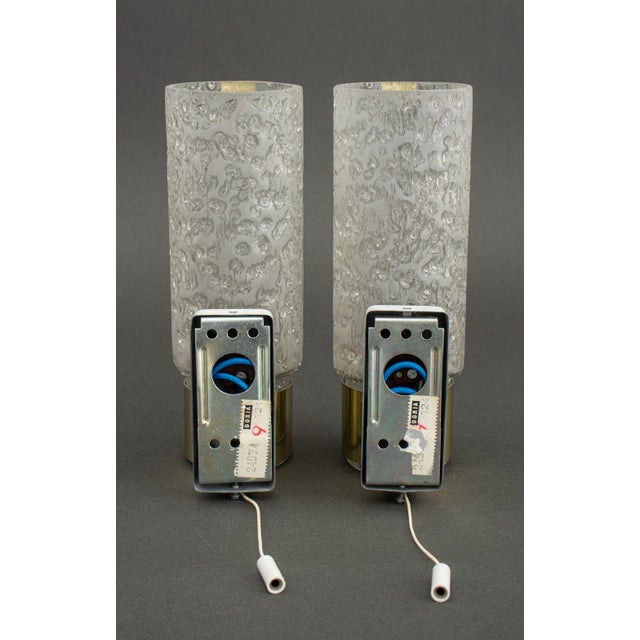 Mid 20th Century Doria Leuchten Glass and Brass Sconces, Pair For Sale - Image 5 of 9