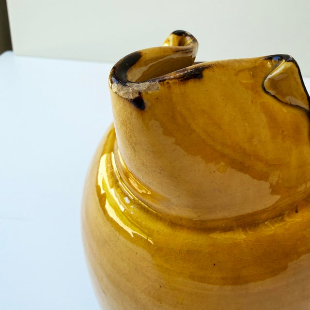 Yellow French Vallauris Yellow Glazed Stoneware Pitcher by Aegitna Vallauris For Sale - Image 8 of 8