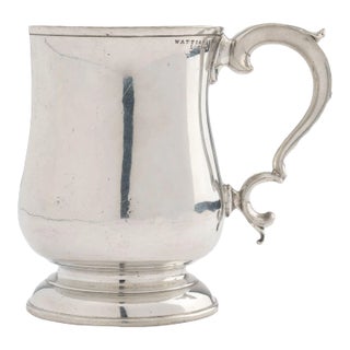 Watts & Harton Tulip Shaped Polished Pewter Mug With Applied Scroll Handle, 1830 For Sale