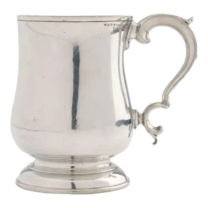 Watts & Harton Tulip Shaped Polished Pewter Mug With Applied Scroll Handle, 1830