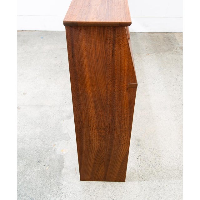 Mid-Century Modern 1960s Mid Century Danish Modern Headboard King Bed Frame Walnut Sliding Doors Storage For Sale - Image 3 of 11