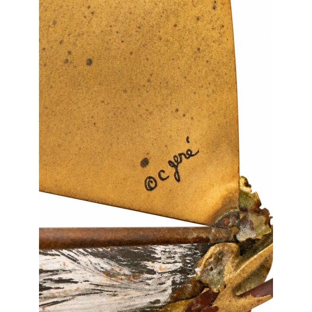 Signed C. Jeré Artisan House Sailboat Regatta Brass Copper Brutalist Mid-Century Modern Wall Sculpture For Sale In New York - Image 6 of 6