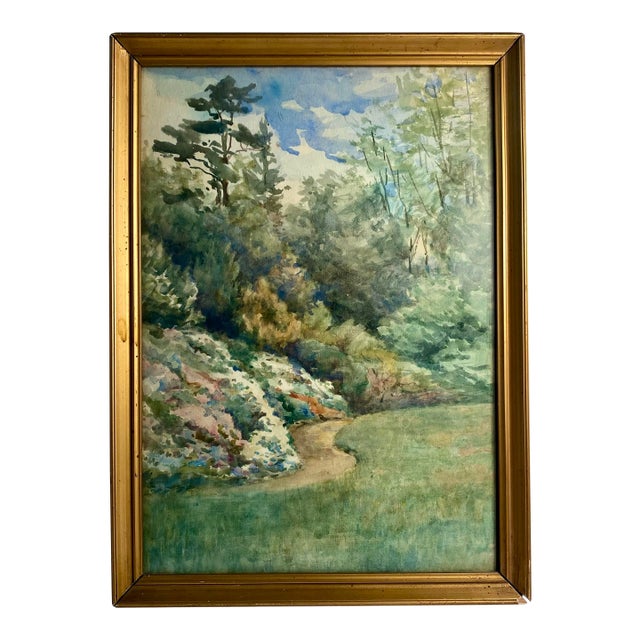1940s Vintage, English, Framed Original, Watercolor, "The Garden", Kent For Sale