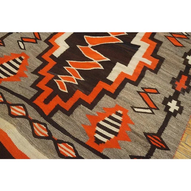 Native American 1920s Gray Storm Tribal Antique American Navajo Rug 4'8"x6'9" Flatweave Wool Carpet For Sale - Image 3 of 11