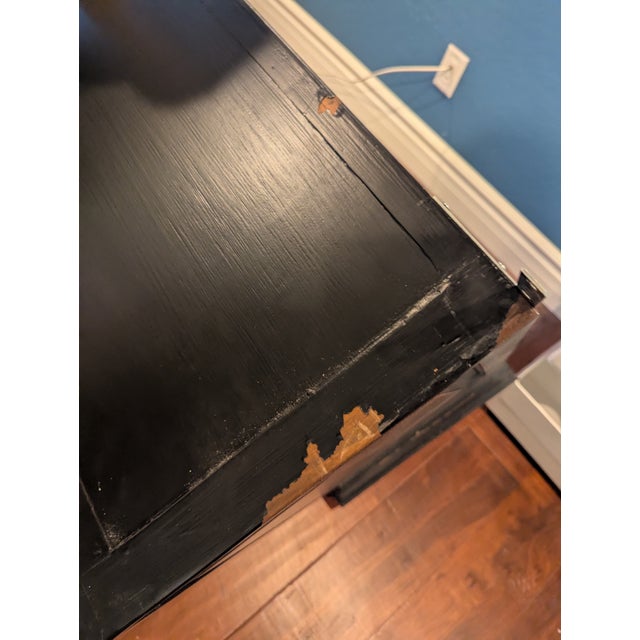 Bramble Co Distressed Mahogany Black Bookshelf With Sliding Glass Doors For Sale - Image 14 of 15