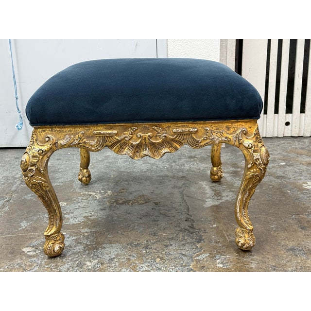 Mid 20th Century Louis XV Style Giltwood Footstool/Ottoman For Sale - Image 5 of 12