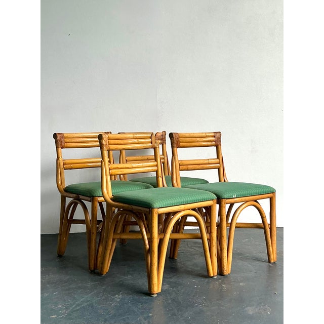 Vintage 1950s Bent Rattan Game Table Set For Sale - Image 9 of 12