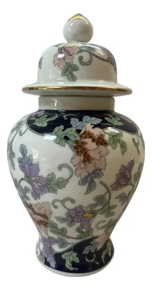 Vintage MCI Japan Porcelain Ginger Jar, 1960s–70s Floral Decor
