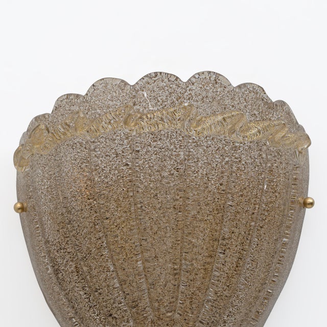 Metal Mid-Century Modern Style Murano Glass Shell Sconces, 1990s, Set of 2 For Sale - Image 7 of 10