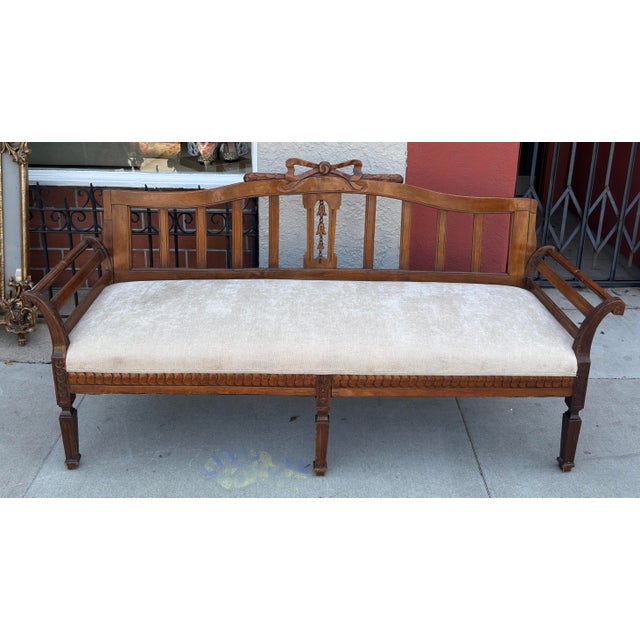 Antique 19c Swedish Gustavian Sofa Settee W Bow Motif For Sale In Los Angeles - Image 6 of 7