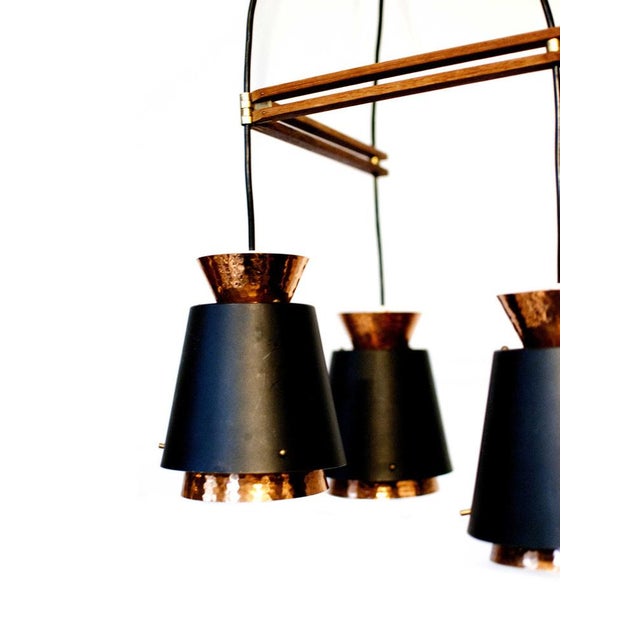 Mid-Century Copper 3-Light Pendant, Norway, 1960s For Sale - Image 4 of 10