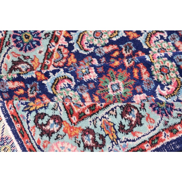 Vintage Turkish Sparta Oushak Rug in Deep Blue, Red, and Green 3'0 X 5'0 For Sale - Image 10 of 11
