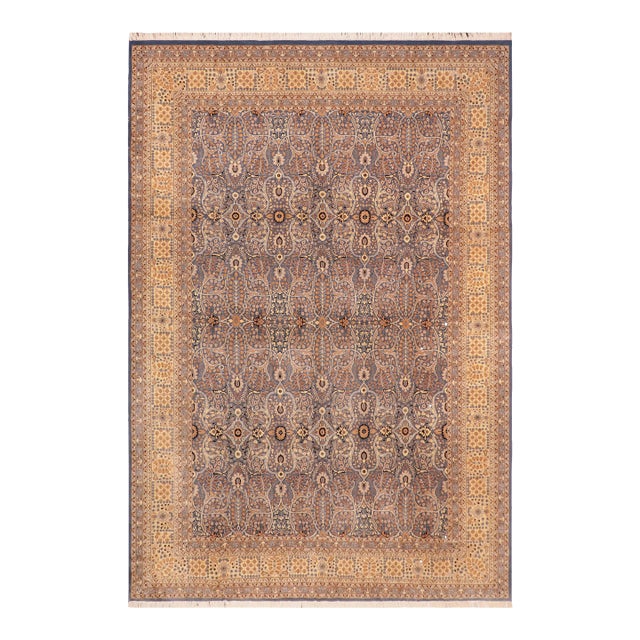 Shabby Chic 1990's Pak-Persian Blue/Gold Wool Rug - 10'0'' X 14'2'' For Sale