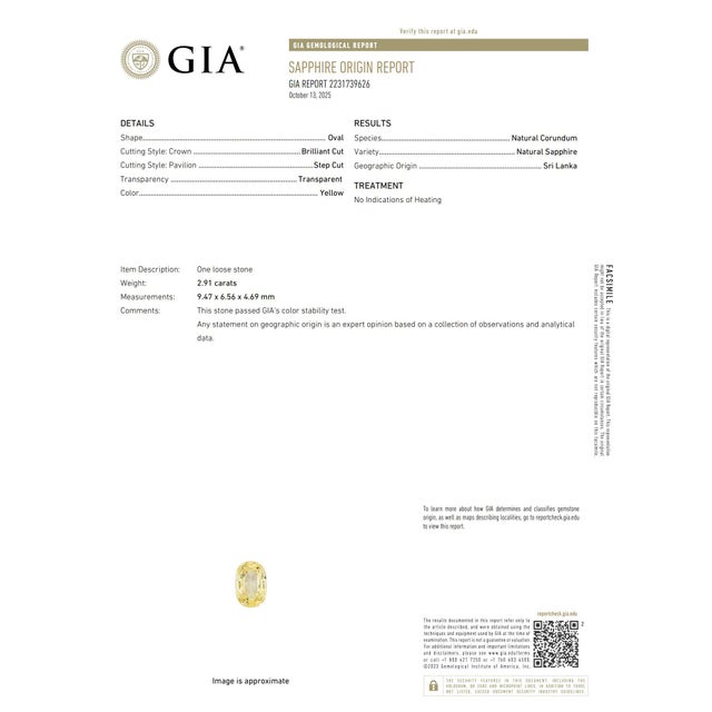 1950s 1950s Mid Century Gia 2.91 Carat No Heat Yellow Sapphire Diamond Platinum Ring, Size 6 For Sale - Image 5 of 5