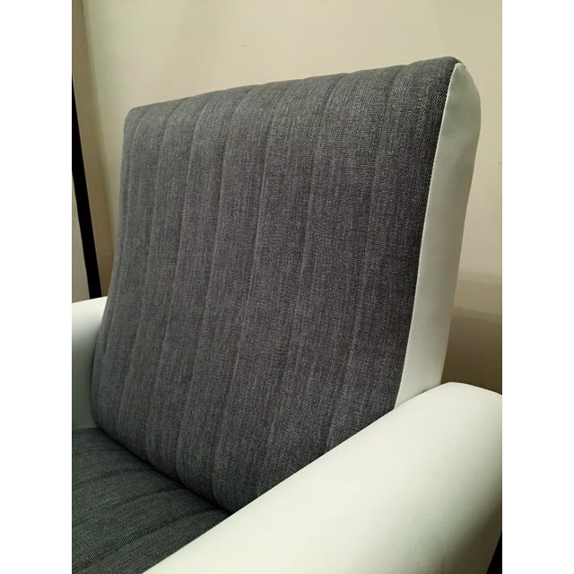 Metal Mid-Century Exclusive Italian Armchairs With Curved Metal Base - a Pair For Sale - Image 7 of 9