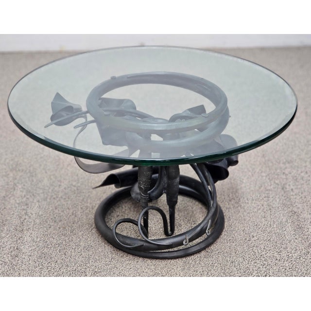 American Albert Paley (American B. 1944 - ) Forged Steel and Glass Top Coffee Table, Paley 1991 For Sale - Image 3 of 13