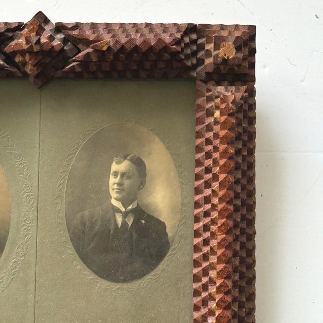 Antique Hand-Carved Tramp Art Frame – Five-Layer Design For Sale - Image 4 of 6