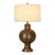 Grand Vintage Brass & Bronze Urn Table Lamp With Oversized White Linen Drum Shade For Sale