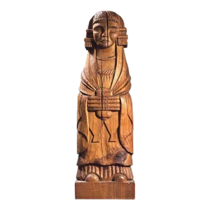 Vintage Hand Carved Folk Art Draped Figurative Sculpture/Outsider Art