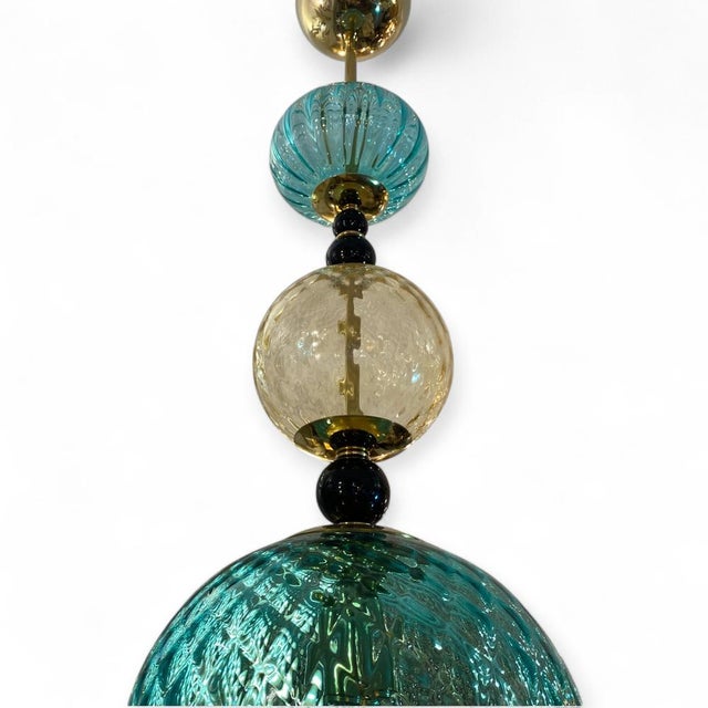 Blue and Yellow Murano Glass Lamps, 1950s, Set of 2 For Sale - Image 4 of 8