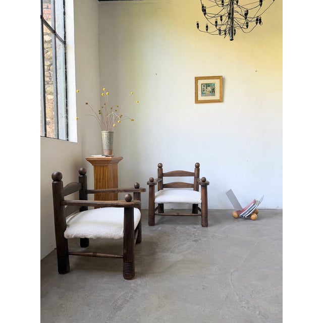 Lounge Chairs in Oak by Dudouyt, 1950s, Set of 2 For Sale - Image 9 of 18
