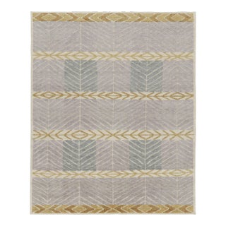 Rug & Kilim’s Scandinavian Style Rug With Gray and Beige-Brown Geometric Patterns For Sale