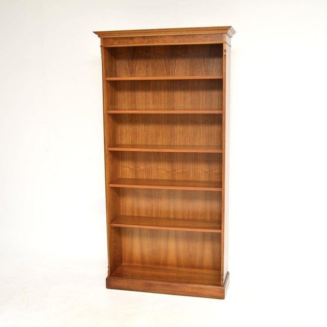 Vintage Georgian Style Walnut Open Bookcase, 1950 For Sale - Image 3 of 13
