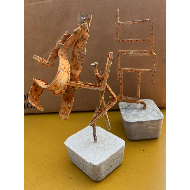 2020s Contemporary Original Abstract Small Metal Sculptures on Stand -A Pair For Sale - Image 5 of 5