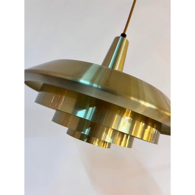 Danish Gold Slatted Lamp For Sale - Image 5 of 11