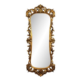 Grand 77" Ornate Gold Baroque Mirror With Solid Wood Frame For Sale