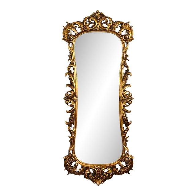 Grand 77" Ornate Gold Baroque Mirror With Solid Wood Frame For Sale