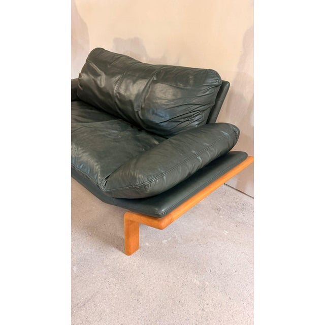Animal Skin Danish Two-Seater Sofa in Teak and Dark Green Leather from Komfort, 1970s For Sale - Image 7 of 17