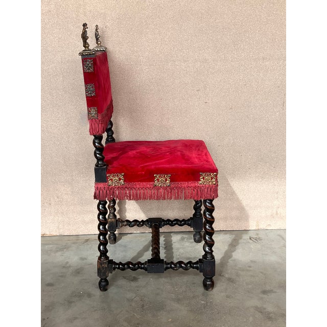 Early 20th Century Spanish Carved Walnut Dining Chairs, Set of 6 For Sale - Image 6 of 9