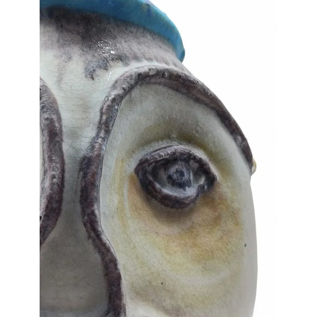 Blue Anthropomorphic Glazed Ceramic Vase from C.A.S. Vietri, Italy, 1950s For Sale - Image 8 of 10