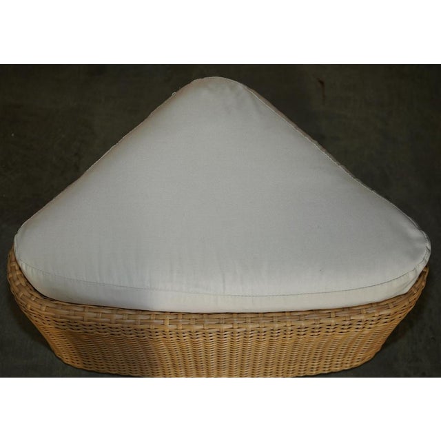 Garden Table and Stool Set on Wheels Glass with Wicker, Set of 5 For Sale - Image 15 of 18