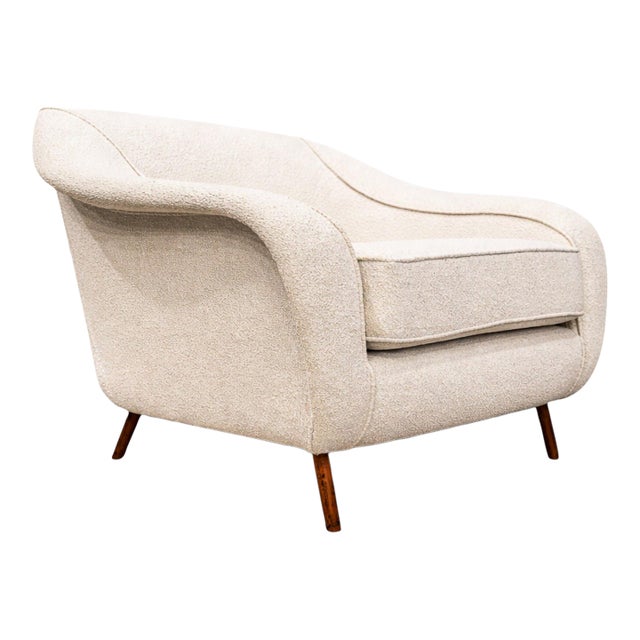 Curva Armchair With Tubular Legs in Bouclé by Joaquim Tenreiro for Langenbach & Tenreiro, Brazilian Modern, 1960 For Sale