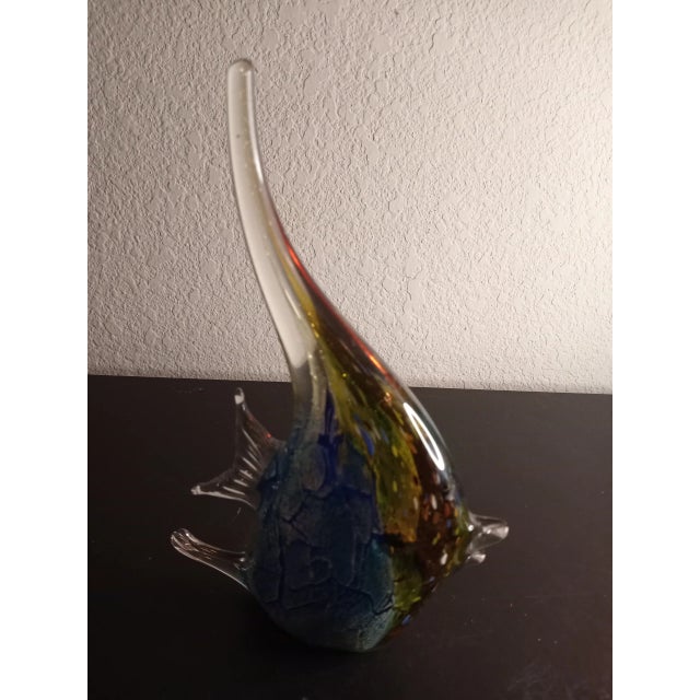 Green Murano Style Millefiore Art Glass Fish Figurine For Sale - Image 8 of 8