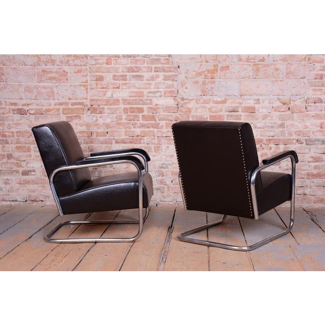 Bauhaus Armchair in Chrome and Leather from Hynek Gottwald, Czech, 1930s For Sale - Image 13 of 14