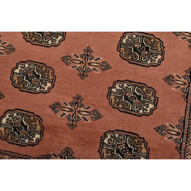 Bokhara Rug 3’11” X 6’6” Pink Wool Tribal Hand-Knotted Oriental Carpet For Sale - Image 4 of 11