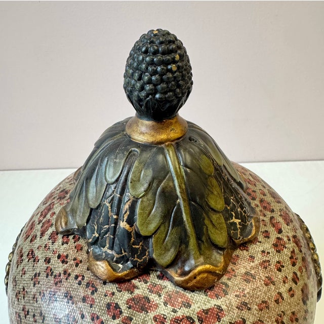 1980s Vintage Decorative Leopard Pattern Box With Finial Lid by John Richard For Sale - Image 5 of 11