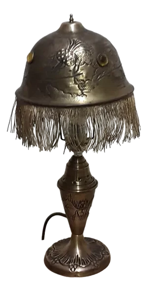 Antique Art Nouveau Table Lamp in Brass & Glass, 1910s