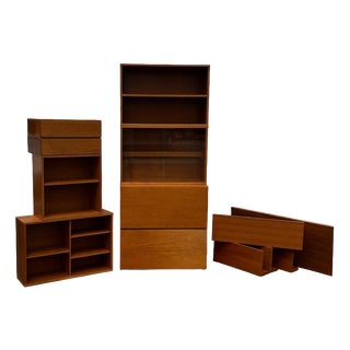 Mid-Century Modern Floating Display Cabinet with Shelves and Drawers, Set of 13 For Sale