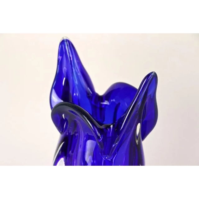 1960s Vintage Dark Blue Murano Glass Vase, 1960s For Sale - Image 5 of 18
