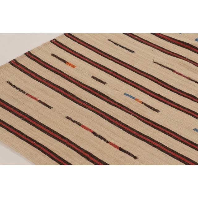 Beige Vintage Persian Palas Bidjar Kilim With Polychromatic Stripes - Rug & Kilim For Sale - Image 8 of 9