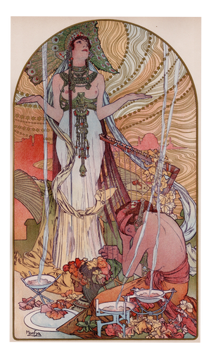 Alphonse Mucha, Incantation (aka Salammbô), Nude, 1897, Lithograph on Paper