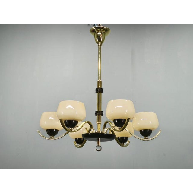 A sophisticated italian chandelier dating from the 1950s, combining elegant mid-century modern styling with timeless...