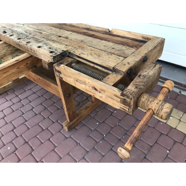 Carpenters Workbench with Drawer and Shelf, 1900s For Sale - Image 10 of 18