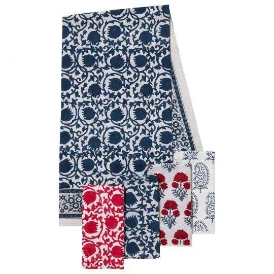 Lotus 4-Seat Blue Tablecloth For Sale - Image 6 of 8