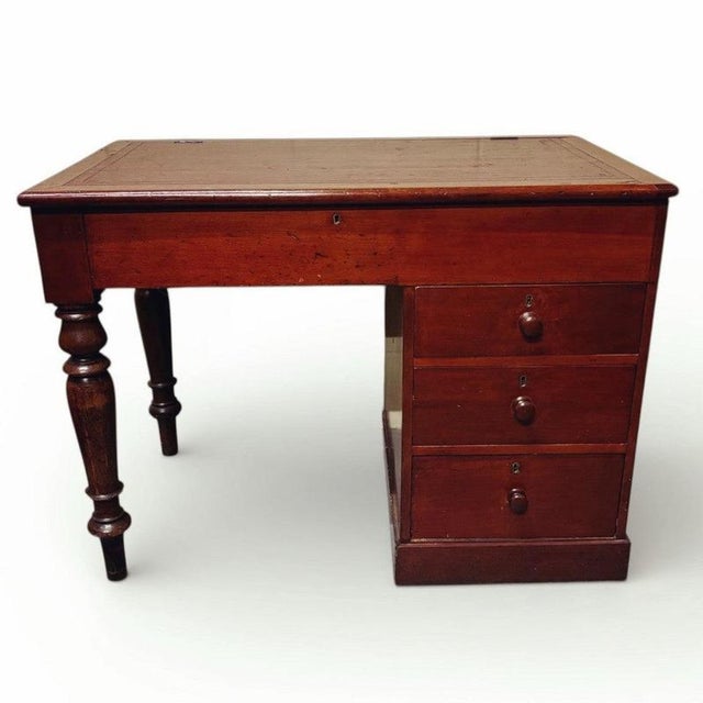 Victorian Mahogany Architects Desk with Drawers and Top Storage For Sale - Image 8 of 8