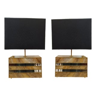 Marble Effect Lamps, 1980s, Set of 2 For Sale